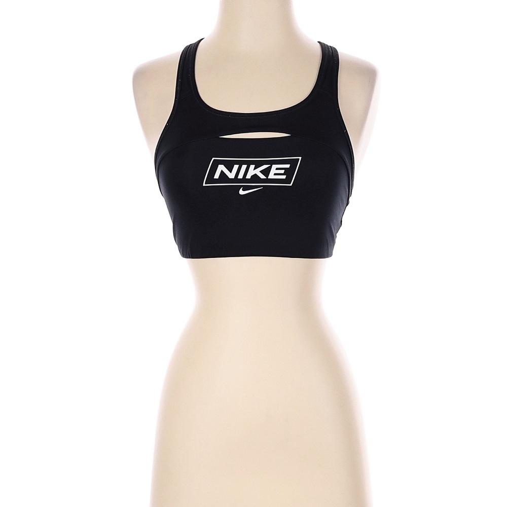 Nike Black Logo Cutout Racerback Sports Bra